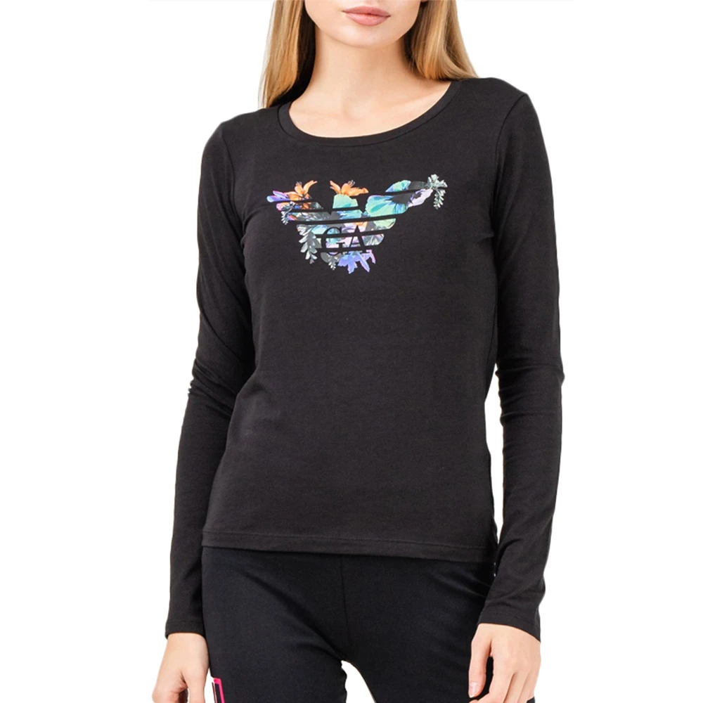 商品Emporio Armani|EMPORIO ARMANI 黑色女士T恤 6GTT20-J12Z-1200,价格¥559,第1张图片