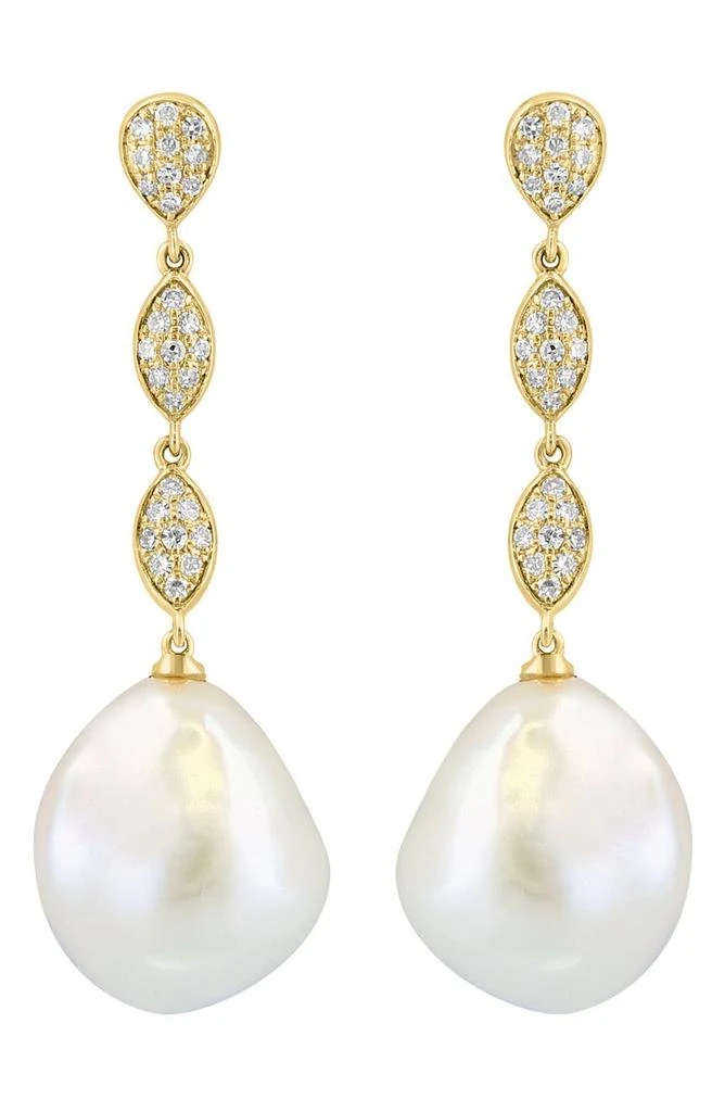 商品Effy|14K Gold Diamond & Freshwater Pearl Drop Earrings - 0.27ct.,价格¥6485,第2张图片详细描述