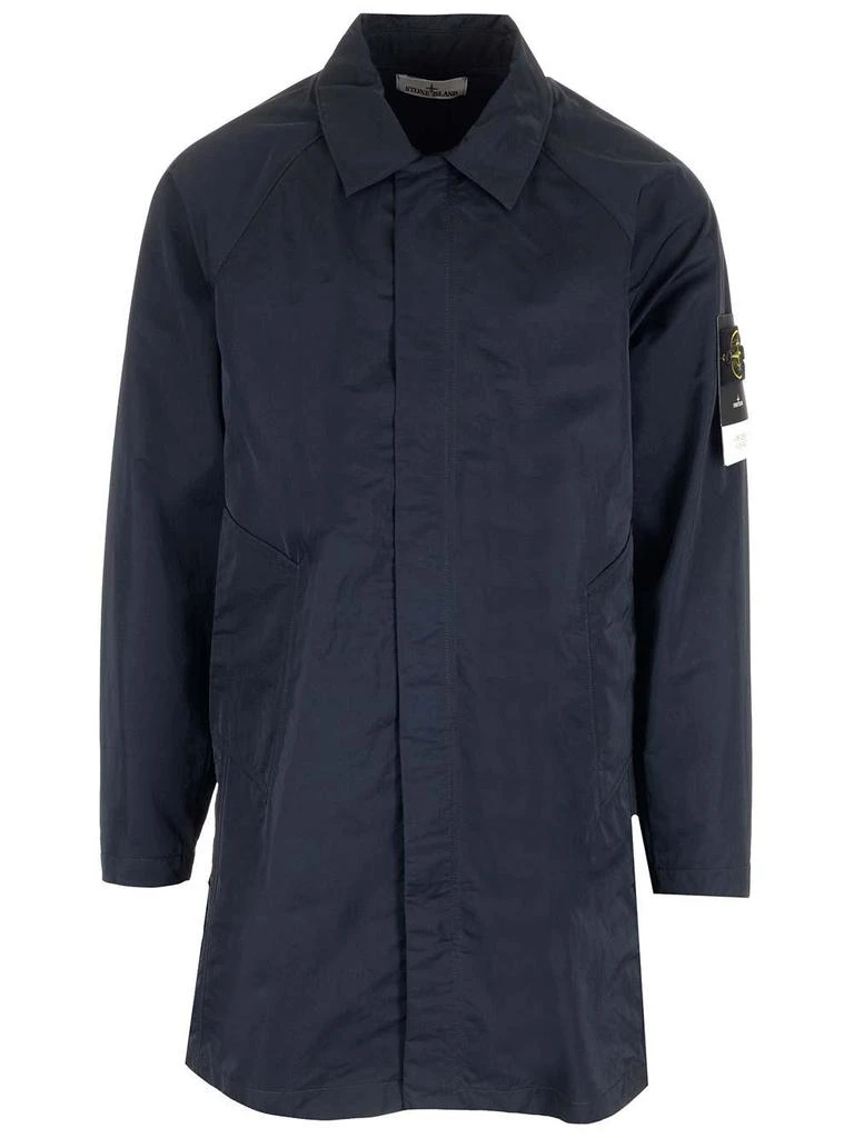 商品Stone Island|Stone Island Long Blue Raincoat - Men,价格¥9915,第1张图片