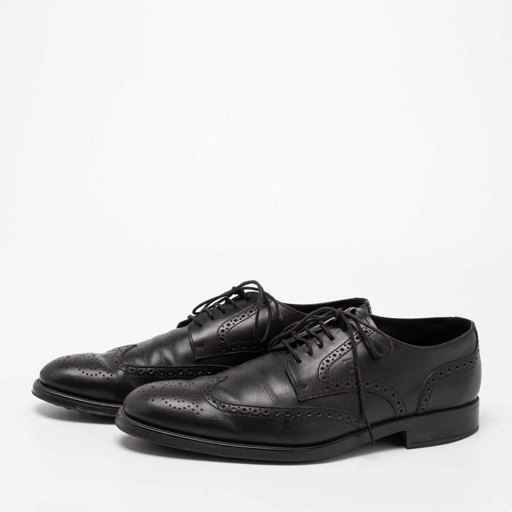 Tod's Black Brogue Leather Lace Up Derby Size 44.5商品第2张图片规格展示