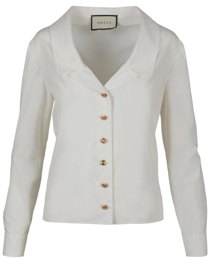 商品Gucci|Gucci Poplin Brooch Top,价格¥7287,第1张图片详细描述