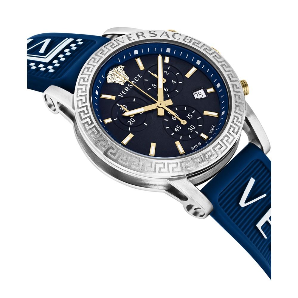 Women's Chronograph Sport Tech Blue Silicone Strap Watch 40mm商品第3张图片规格展示
