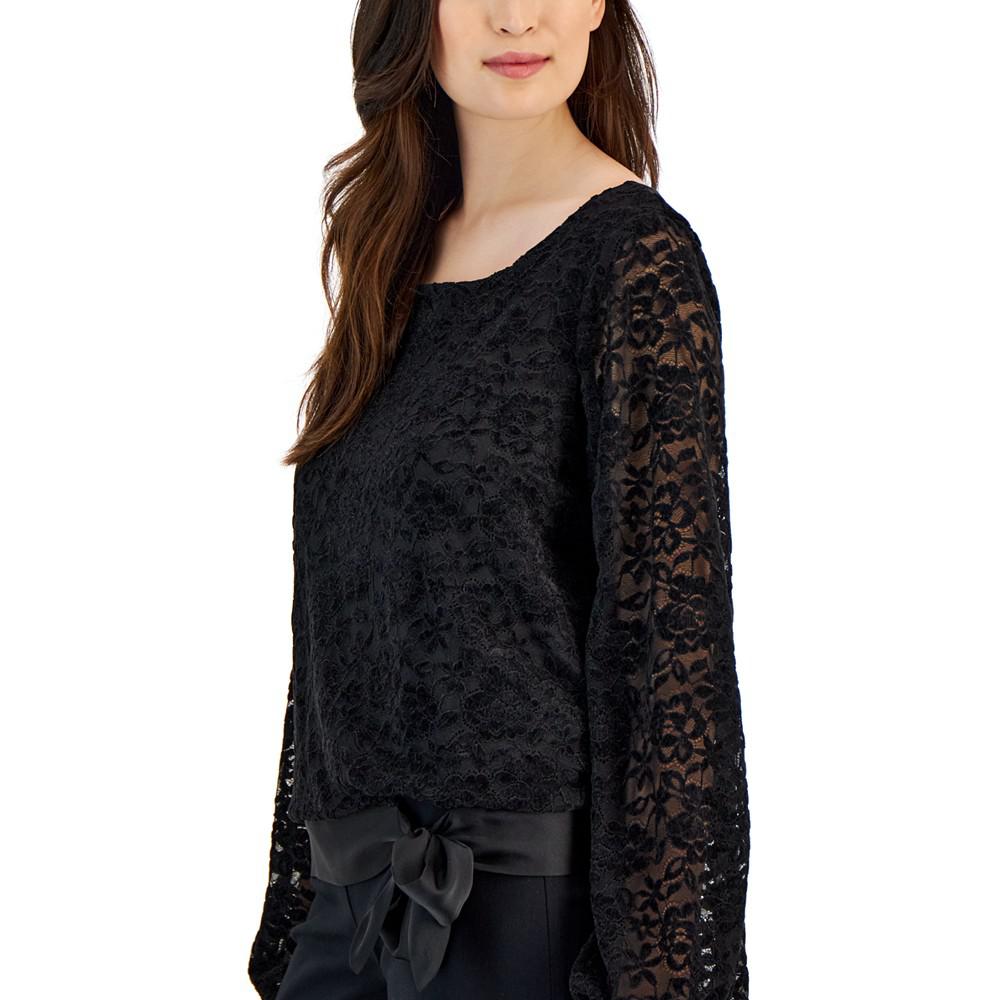 Women's Chenille Long-Sleeve Lace Blouse商品第3张图片规格展示