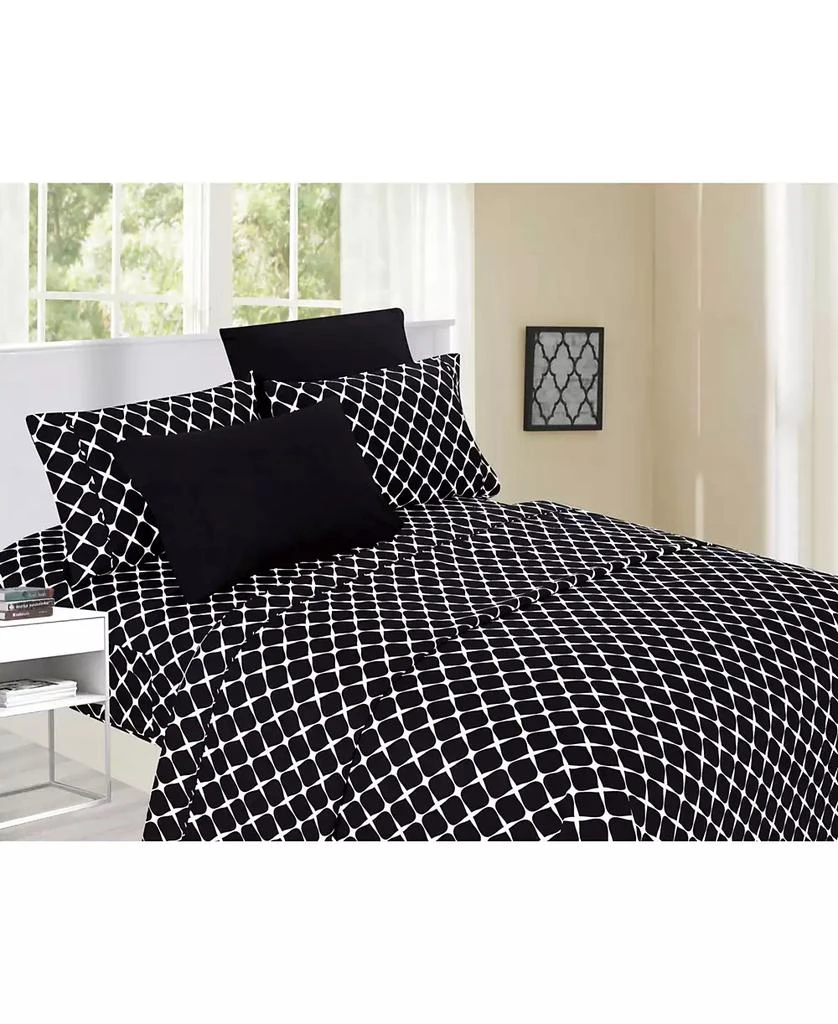 商品Elegant Comfort|Geometric Printed Microfiber 4-Pc. Sheet Set, Twin,价格¥281,第2张图片详细描述