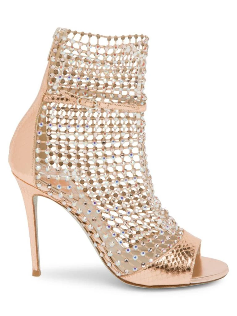 商品Rene Caovilla|Galaxia Crystal Mesh Snakeskin-Embossed Metallic Leather Sandals,价格¥5227,第1张图片