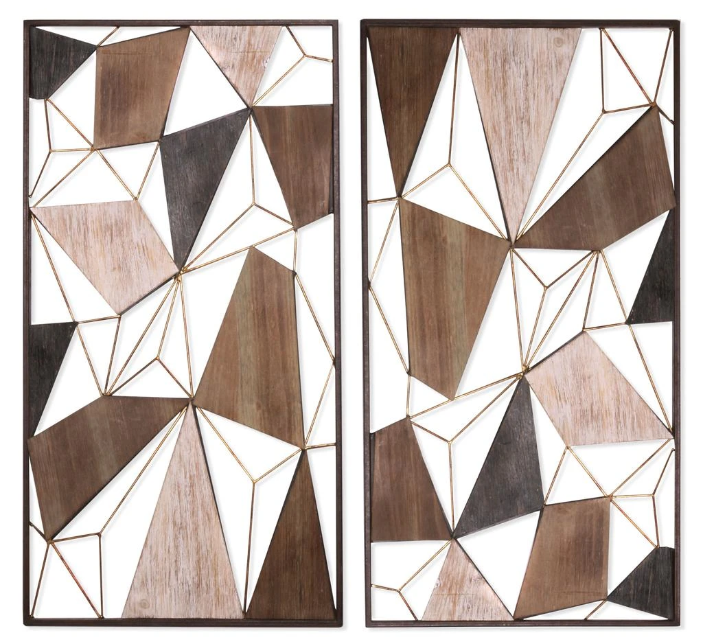 商品Gild Design House|Lucian Metal and Wood Wall Dcor Set of 2,价格¥1479,第1张图片