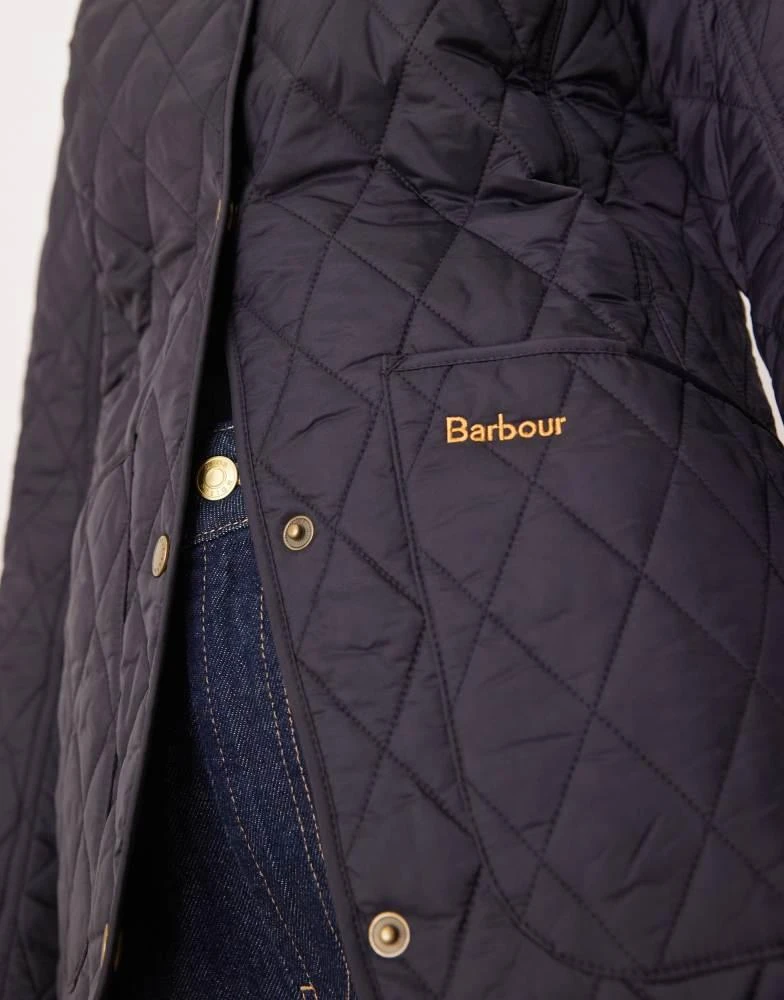 商品Barbour|Barbour Annandale diamond quilt jacket with cord collar in navy,价格¥1021,第3张图片详细描述