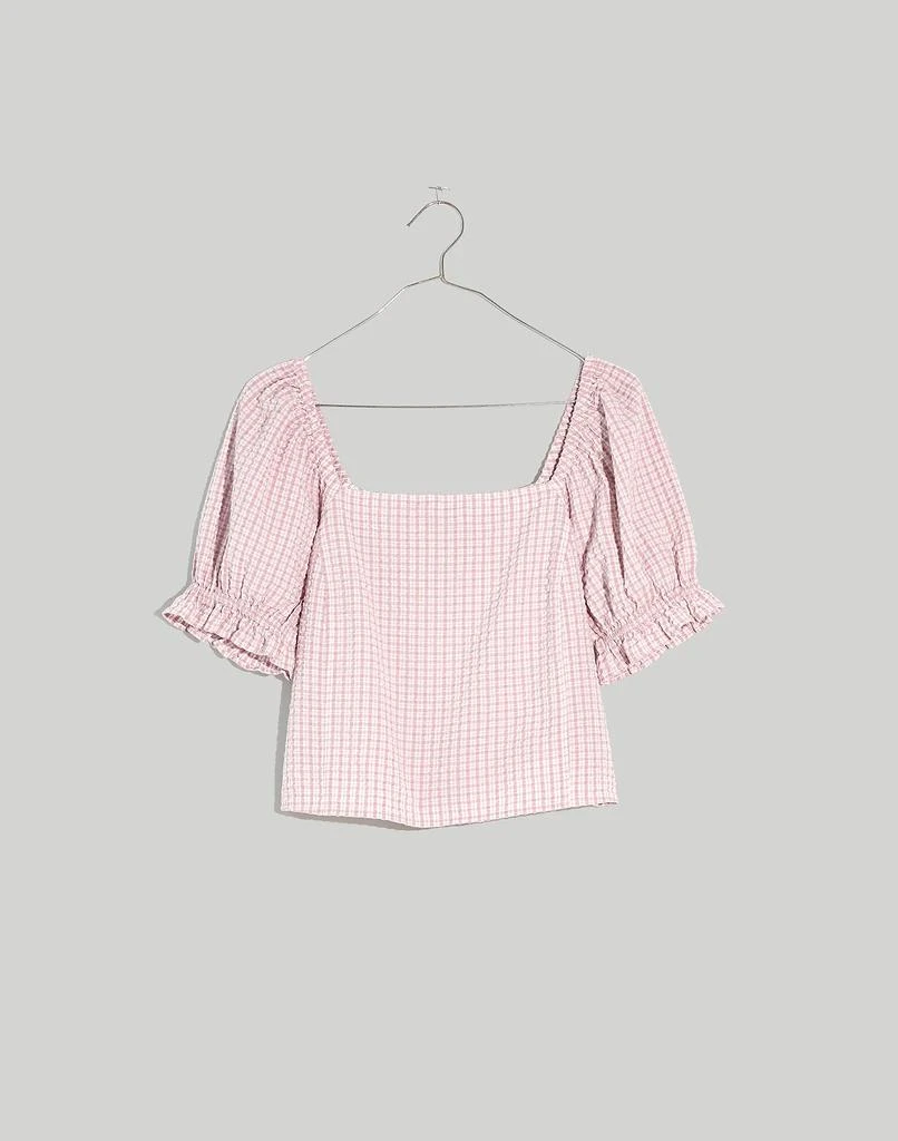 商品Madewell|Seersucker Hopewell Puff-Sleeve Crop Top in Plaid,价格¥341,第4张图片详细描述