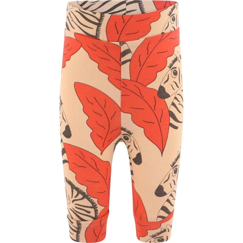 商品Mini Rodini|Zebra print organic newborn leggings in beige and red with cuffs,价格¥289,第1张图片