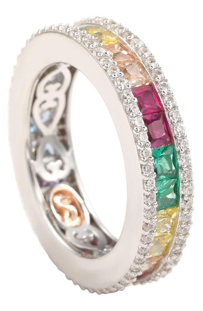 商品Suzy Levian|Sterling Silver Rainbow Princess Cut Cubic Zirconia Band Ring,价格¥1313,第4张图片详细描述