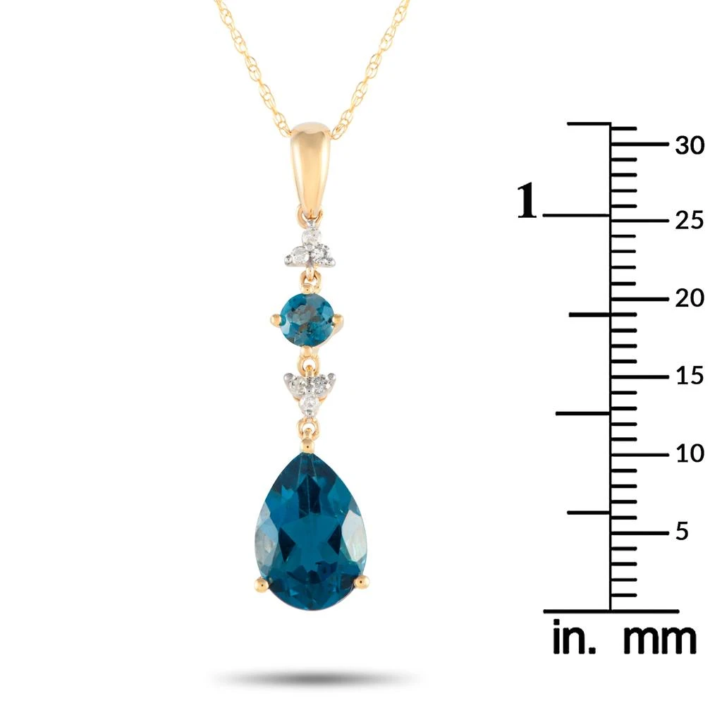 商品LB Exclusive|14K Yellow Gold 0.05ct Diamond and Blue Topaz Pendant Necklace D4-16247YBT,价格¥2864,第4张图片详细描述