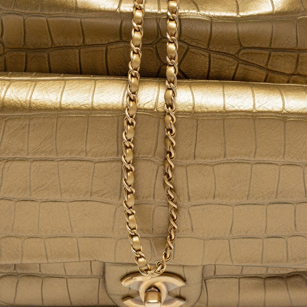 商品[二手商品] Chanel|Chanel Gold Croc Embossed Leather Drawstring Backpack,价格¥28000,第5张图片详细描述