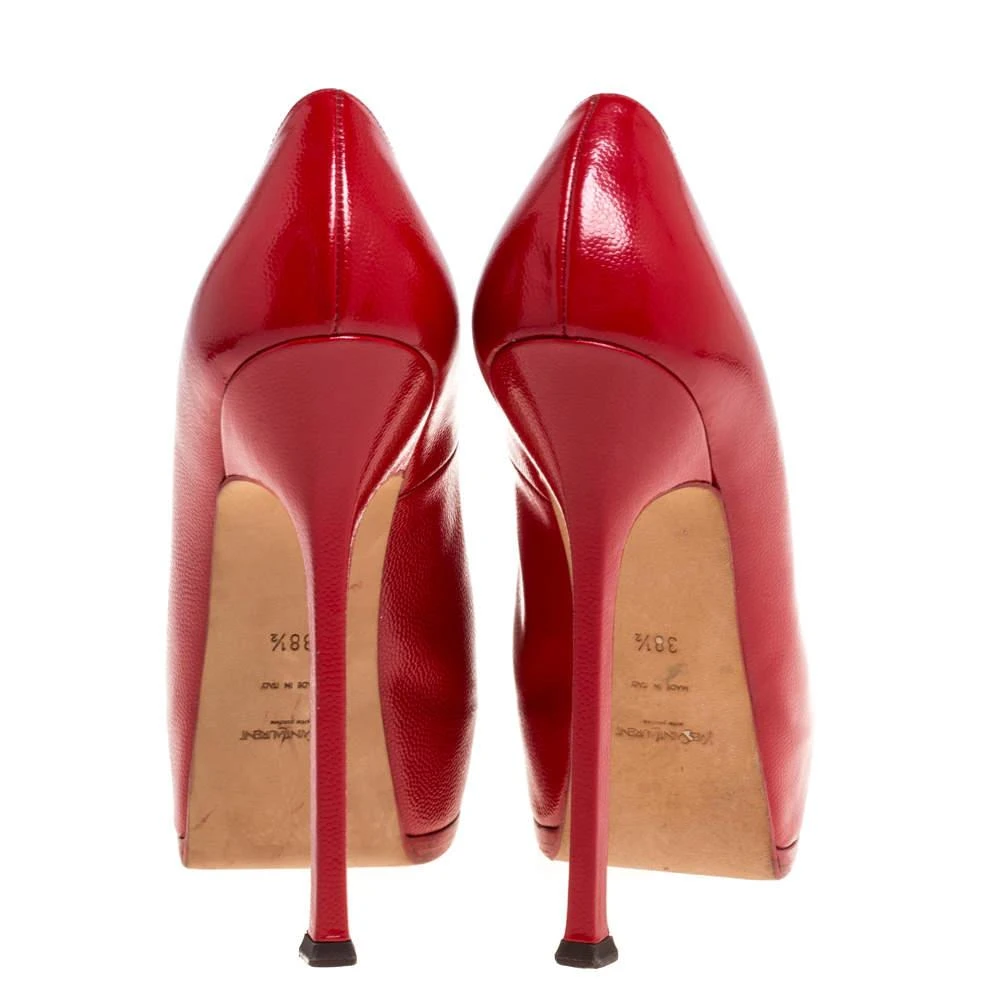 商品[二手商品] Yves Saint Laurent|Saint Laurent Paris Red Leather Tribtoo Platform Pumps Size 38.5,价格¥1268,第5张图片详细描述