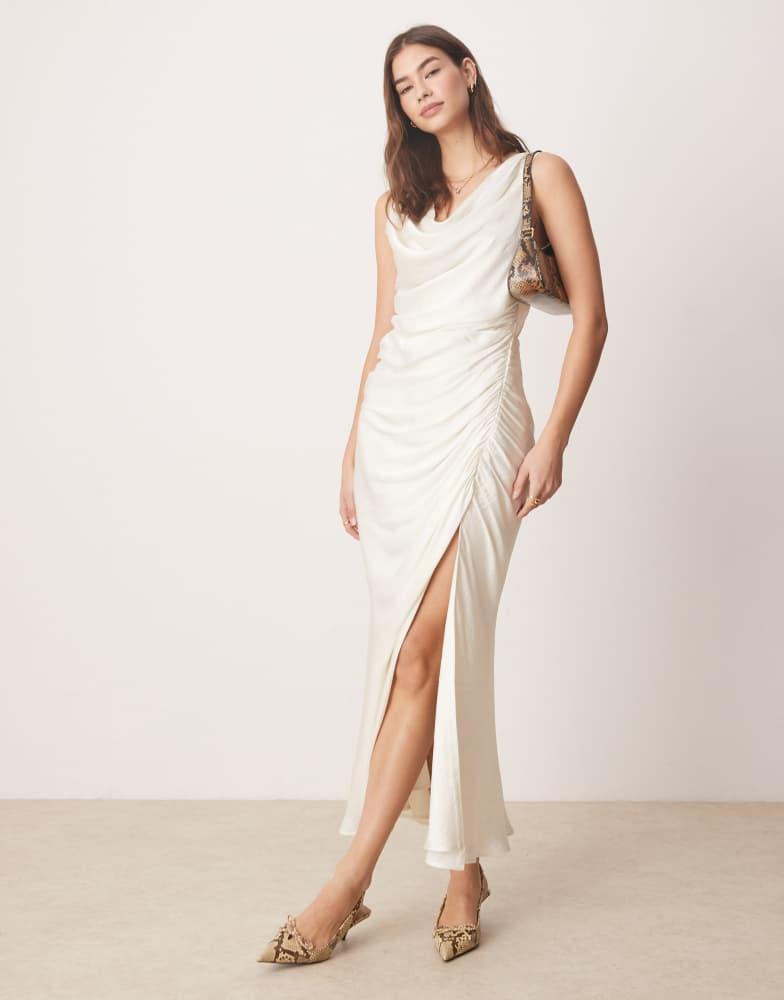 cowl neck draped maxi dress abercrombie Women's Cowl Neck Draped Maxi Dress in Sunny Yellow | Size XXS TALL