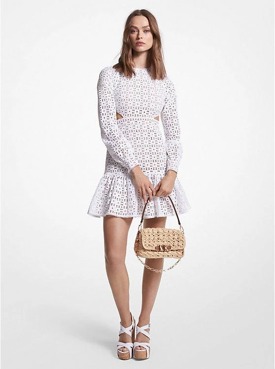 商品Michael Kors|Cotton Eyelet Cutout Mini Dress,价格¥774,第1张图片