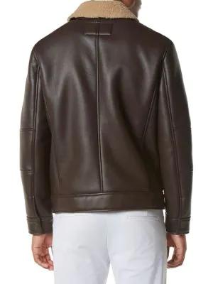 Maxton Faux Shearling Collar Moto Jacket商品第2张图片规格展示