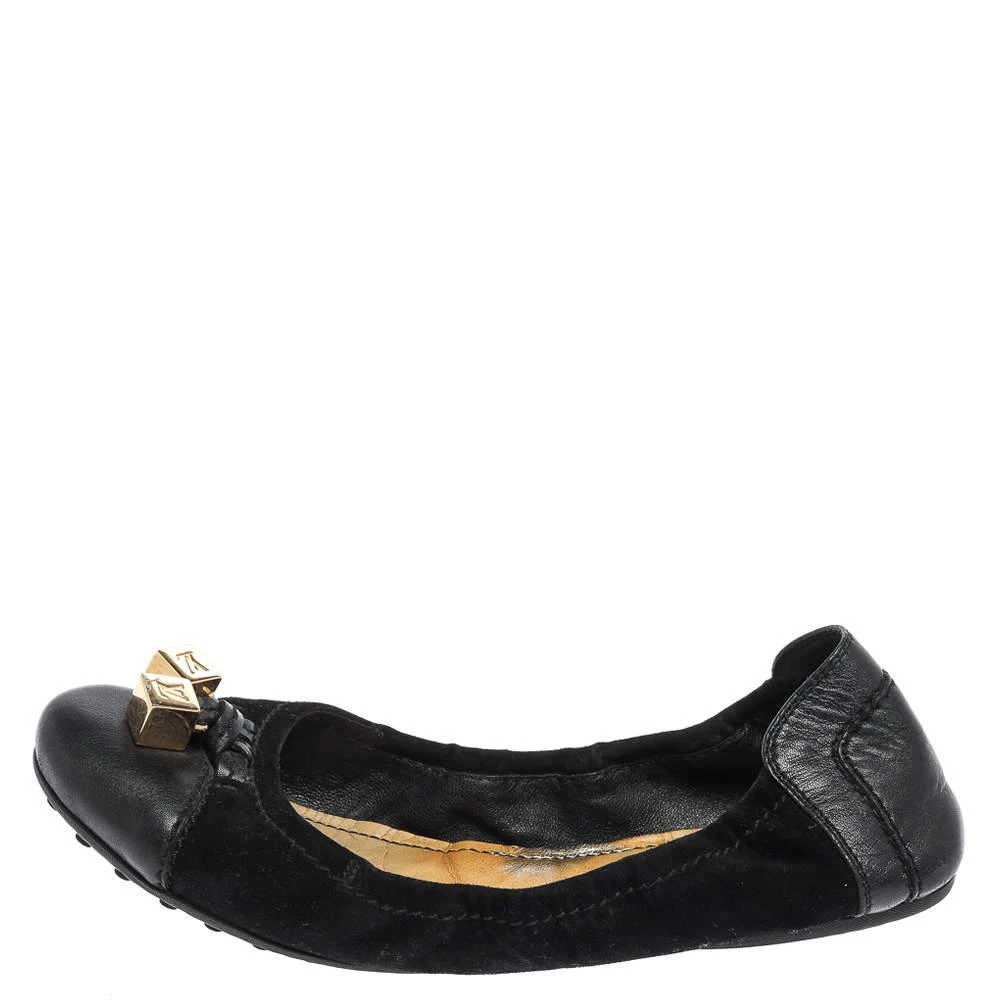 商品[二手商品] Louis Vuitton|Louis Vuitton Black  Suede And Leather Dice Scrunch Ballet Flats Size 38,价格¥1269,第2张图片详细描述