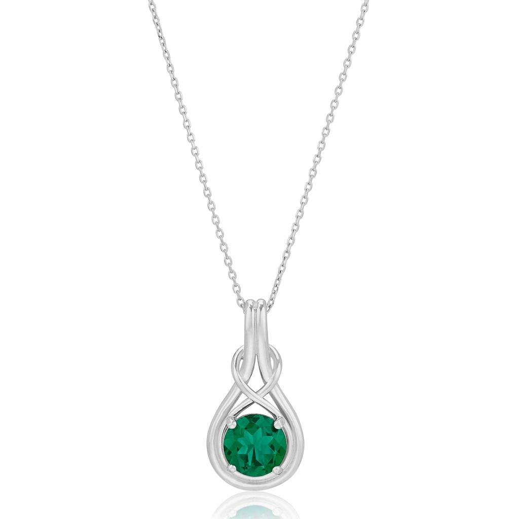 14K White Gold 7mm Round Gemstone Solitary Infinity Knot Pendant, 18 inch Cable Chain商品第5张图片规格展示