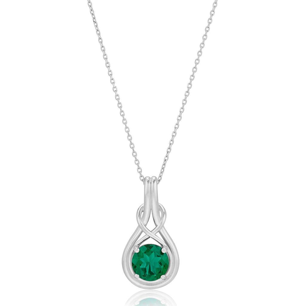 商品MAX + STONE|14K White Gold 7mm Round Gemstone Solitary Infinity Knot Pendant, 18 inch Cable Chain,价格¥1993,第7张图片详细描述