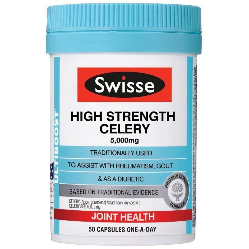 商品Swisse|澳大利亚直邮swisse西芹籽精华胶囊排酸快缓解关节不适500mg50粒,价格¥175,第1张图片