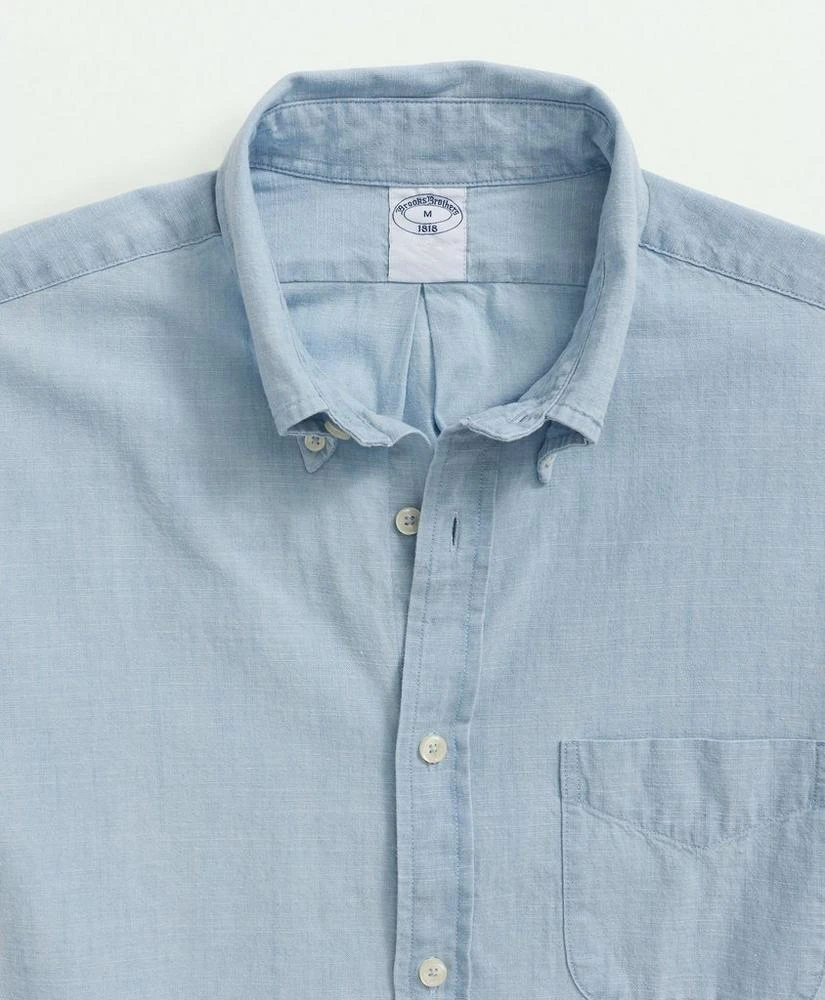 商品Brooks Brothers|Cotton Chambray Button-Down Collar Short-Sleeve Sport Shirt,价格¥372,第2张图片详细描述