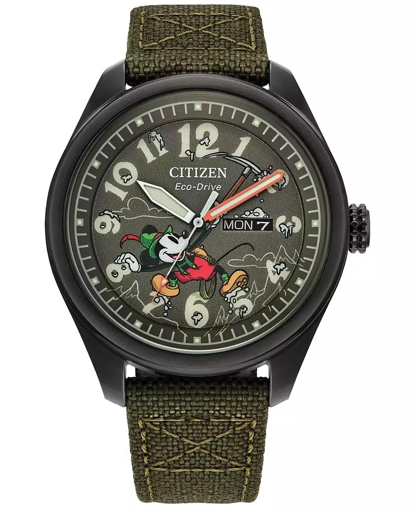 商品Citizen|Eco-Drive Men's Disney Alpine Mickey Mouse Explorer Green Khaki Strap Watch 42mm Boxed Set,价格¥2459,第2张图片详细描述