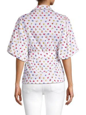 商品Tahari|Floral Puff-Sleeve Blouse,价格¥188,第2张图片详细描述