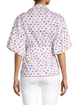 商品Tahari|Floral Puff-Sleeve Blouse,价格¥252,第4张图片详细描述