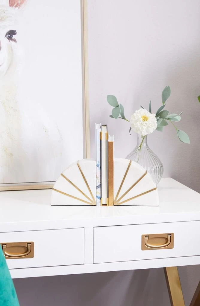 商品COSMO BY COSMOPOLITAN|White Marble Geometric Bookends with Gold Inlay - Set of 2,价格¥533,第4张图片详细描述