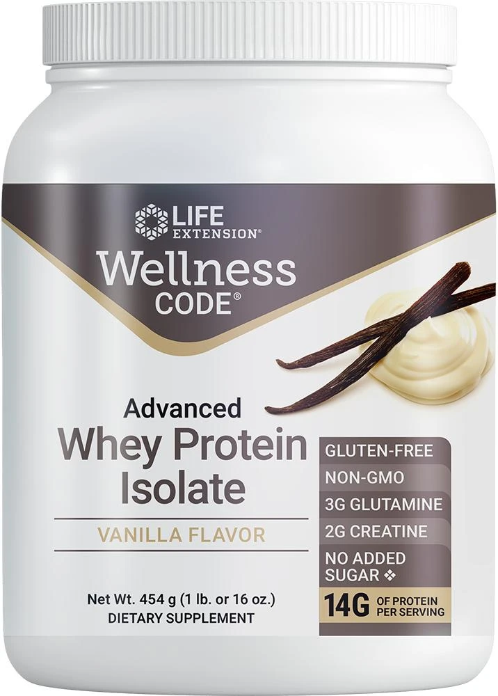 商品Life Extension|Life Extension Wellness Code® Advanced Whey Protein Isolate, Vanilla (454 Grams),价格¥231,第1张图片