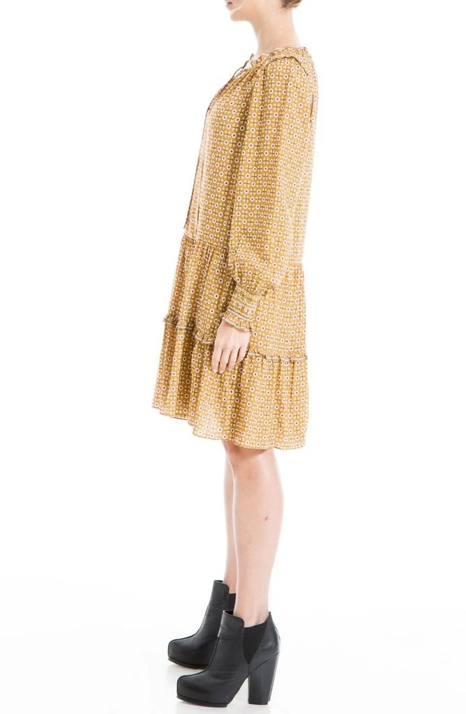 商品MAXSTUDIO|Tie Neck Long Sleeve Tiered Short Dress,价格¥121,第3张图片详细描述