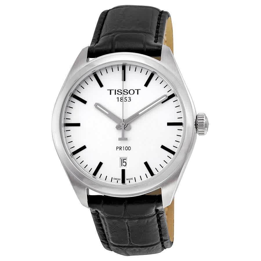 商品Tissot|PR100 Silver Dial Black Leather Mens Watch T1014101603100,价格¥1547,第1张图片