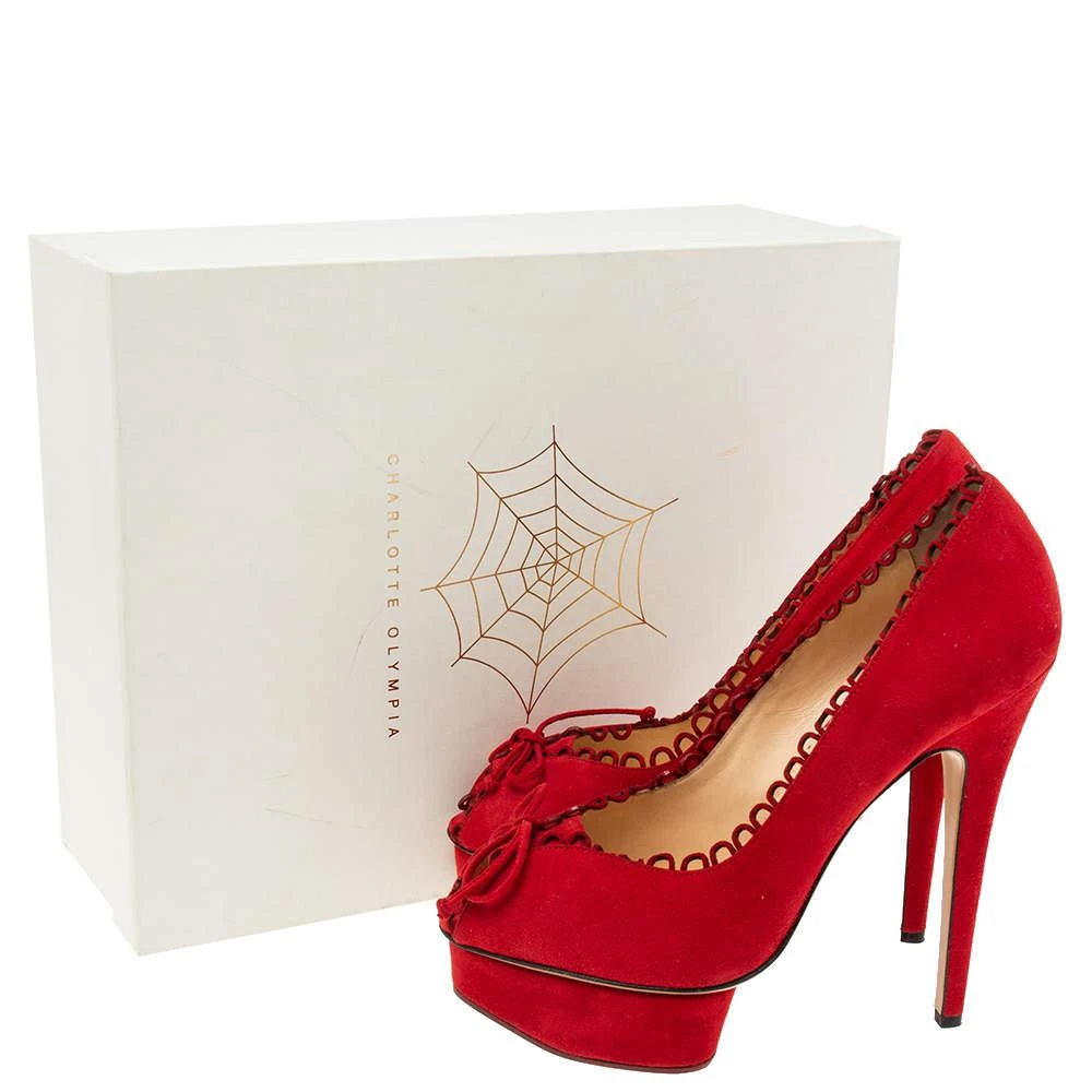 Charlotte Olympia Red Suede Daphne Scalloped Platform Pumps Size 40 商品
