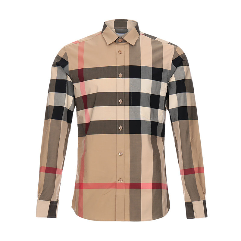 【预售3-7天】BURBERRY/博柏利 21早春新款男士弹力格纹棉府绸长袖衬衫 80102131商品第1张图片规格展示