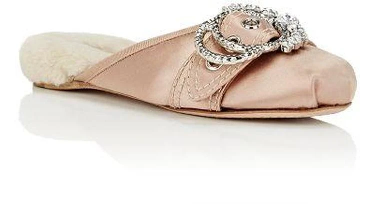 商品Miu Miu|Embellished-Buckle Satin Slippers,价格¥2521,第2张图片详细描述