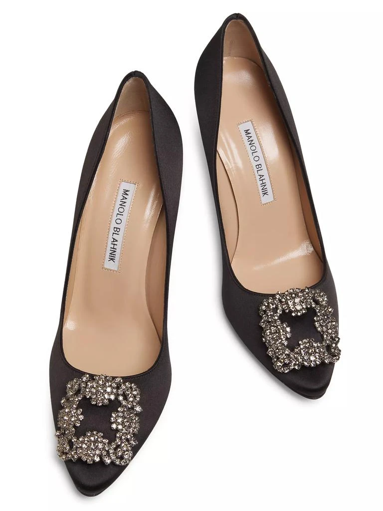 商品Manolo Blahnik|Hangisi 70MM Crystal-Embellished Satin Pumps,价格¥9829,第4张图片详细描述