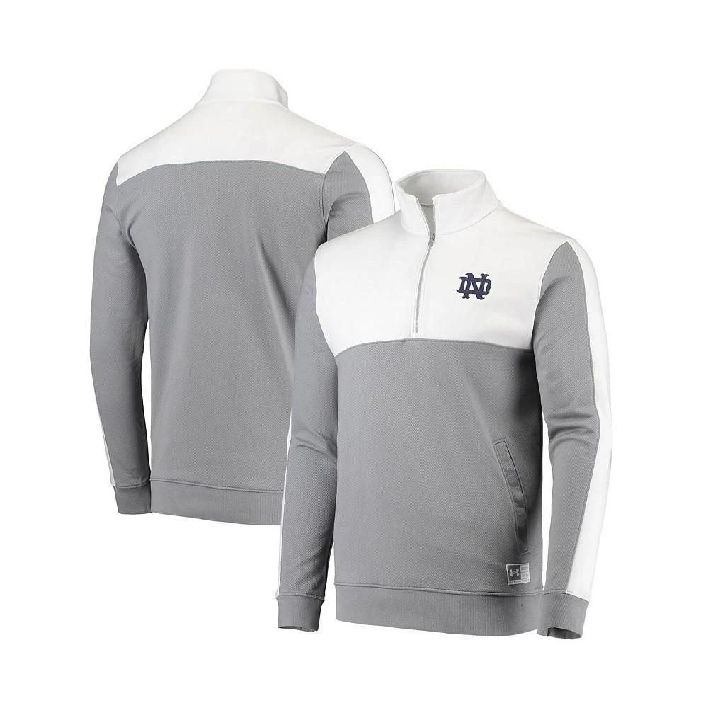 商品Under Armour|Men's White Notre Dame Fighting Irish Game Day All Day Fleece Half-Zip Jacket,价格¥594,第2张图片详细描述
