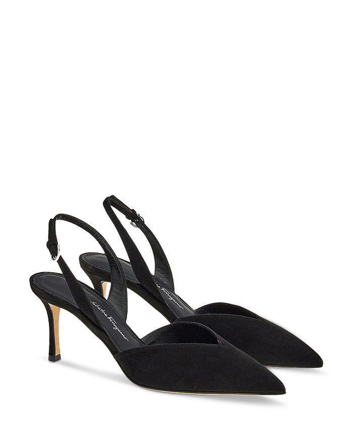 商品Salvatore Ferragamo|Women's Ileen Suede Slingback Pumps,价格¥5817,第3张图片详细描述