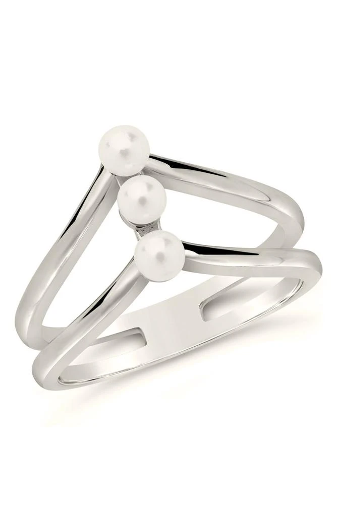 商品Sterling Forever|Sterling Silver Triple 3.5mm Freshwater Pearl Cutout Ring,价格¥290,第1张图片