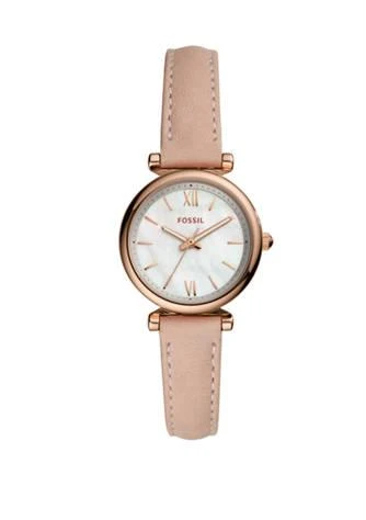 商品Fossil|Carlie Mini Three Hand Blush Leather Watch,价格¥750,第1张图片