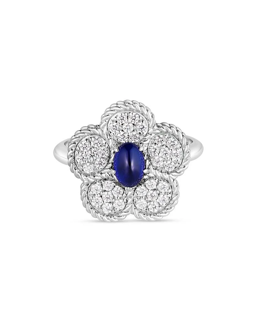 18K White Gold Daisy Blue Sapphire & Diamond Flower Ring - Exclusive 商品