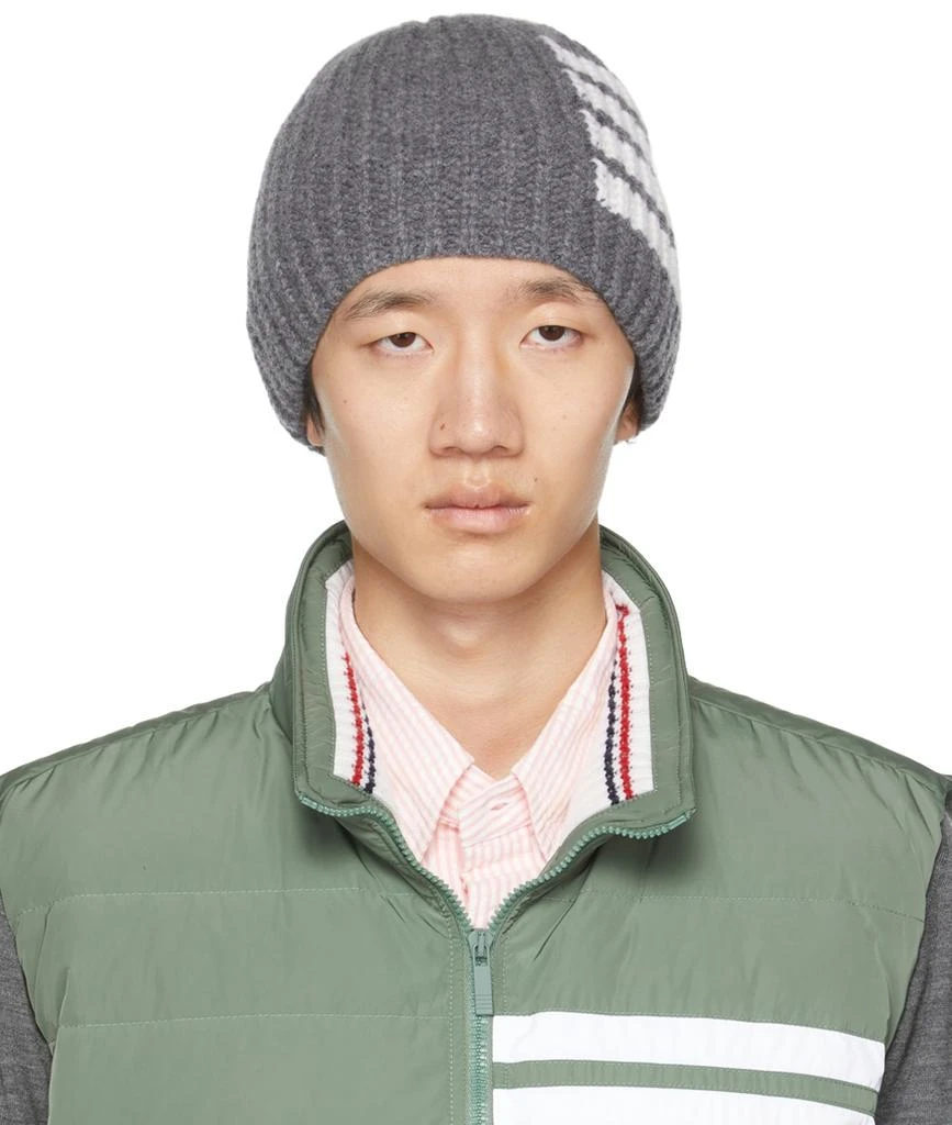 商品Thom Browne|Gray 4-Bar Beanie,价格¥1637,第1张图片