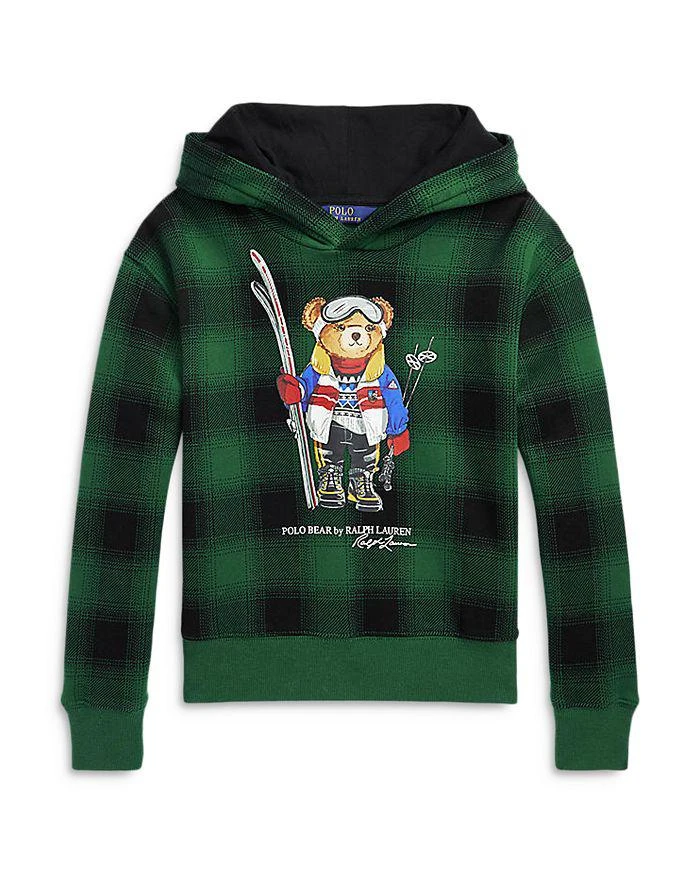 商品Ralph Lauren|Girls' Polo Bear Plaid Fleece Hoodie - Big Kid,价格¥357,第1张图片