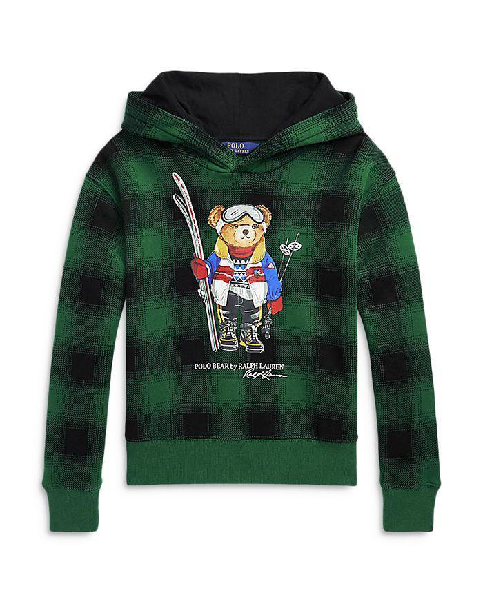 商品Ralph Lauren|Girls' Polo Bear Plaid Fleece Hoodie - Little Kid, Big Kid,价格¥415-¥439,第3张图片详细描述