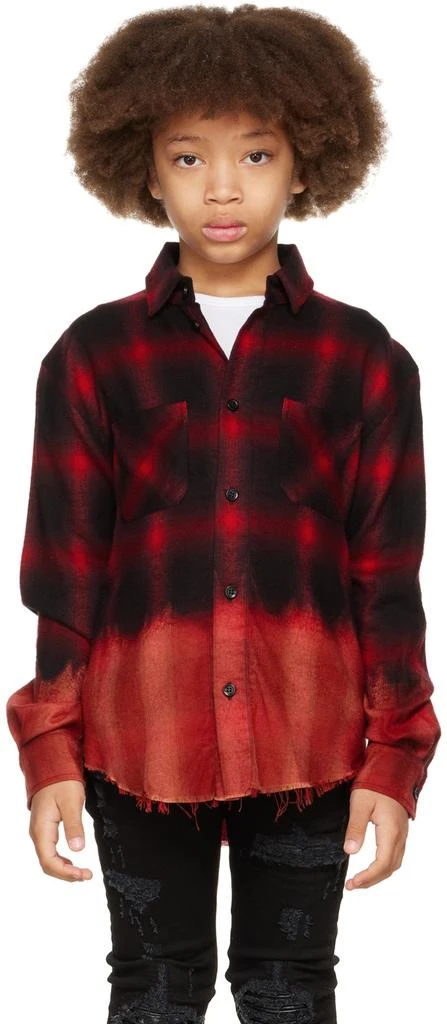 商品AMIRI|Kids Red Bleached Shadow Plaid Shirt,价格¥1399,第1张图片