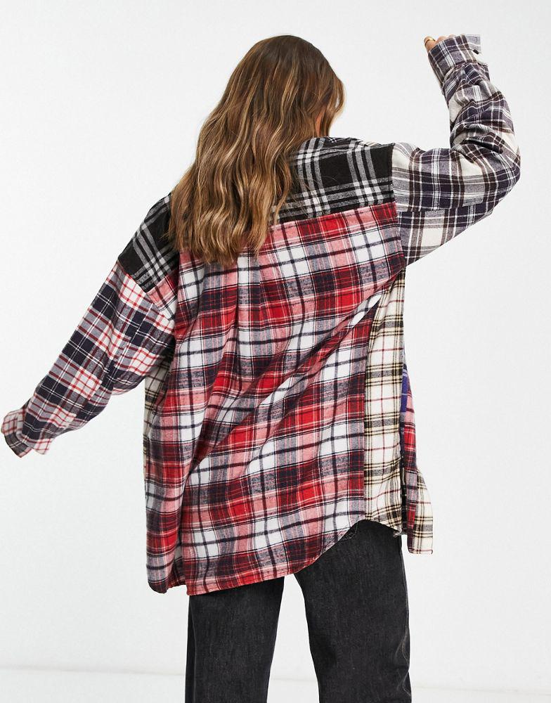 Topshop multi check shirt in multi商品第2张图片规格展示