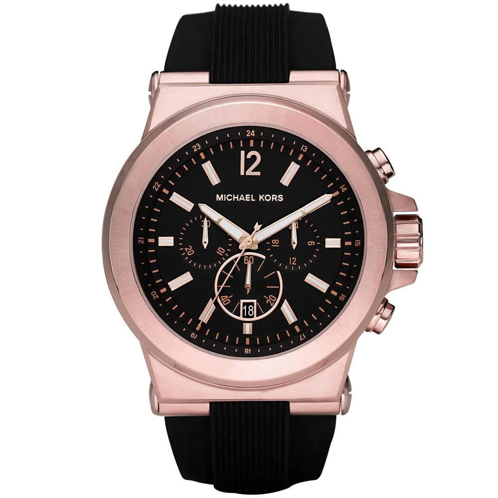 商品Michael Kors|Men's Chronograph Dylan Black Silicone Strap Watch 48mm MK8184,价格¥1243,第1张图片