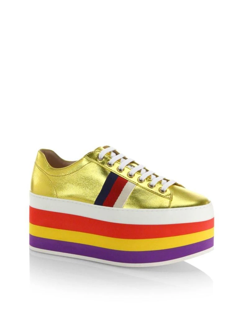 商品Gucci|Peggy Metallic Leather Rainbow Platform Sneakers,价格¥4003,第1张图片