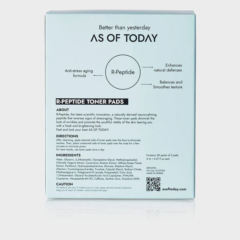 商品AS OF TODAY|R-Peptide Toner Pads,价格¥318,第2张图片详细描述