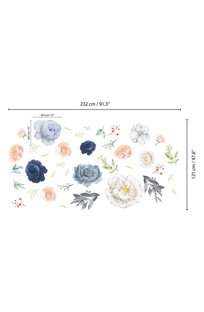 商品WALPLUS|Pink & Blue Watercolor Flower Wall Sticker Set,价格¥337,第2张图片详细描述